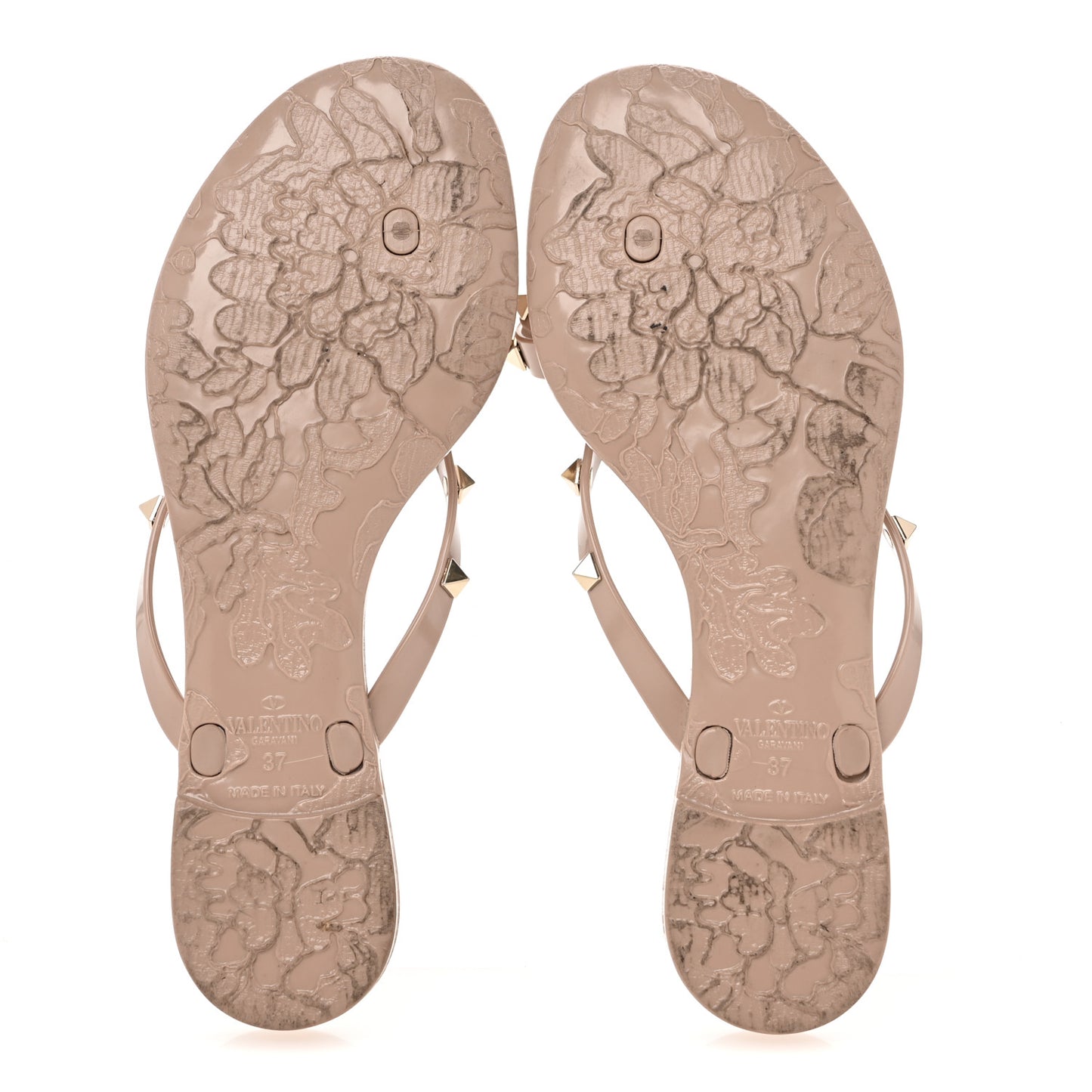 PVC Jelly Rockstud Bow Thong Sandals 37 Poudre