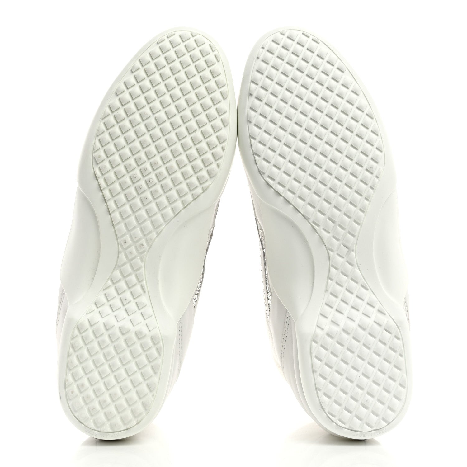Chanel Calfskin Fabric Mesh Strass Womens CC Sneakers 39 White Silver 4 of 8