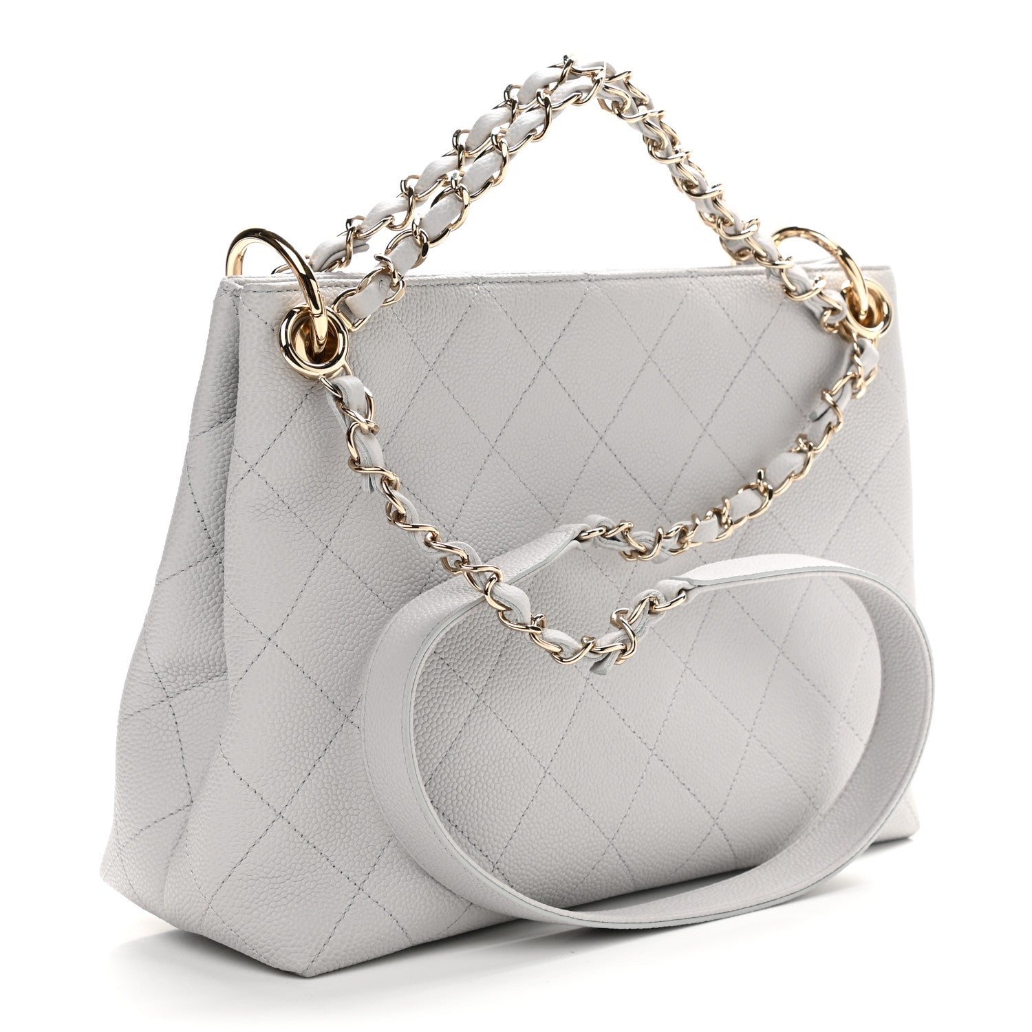 Chanel Caviar Quilted City Walk Hobo Light Grey 3 of 10