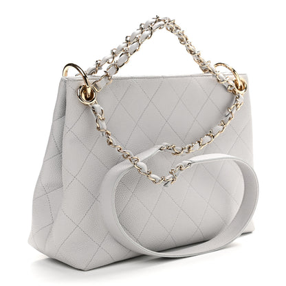 Chanel Caviar Quilted City Walk Hobo Light Grey 3 of 10