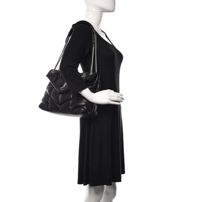 Saint Laurent Lambskin Quilted Small Loulou Puffer Monogram Chain Satchel Black 2 of 13