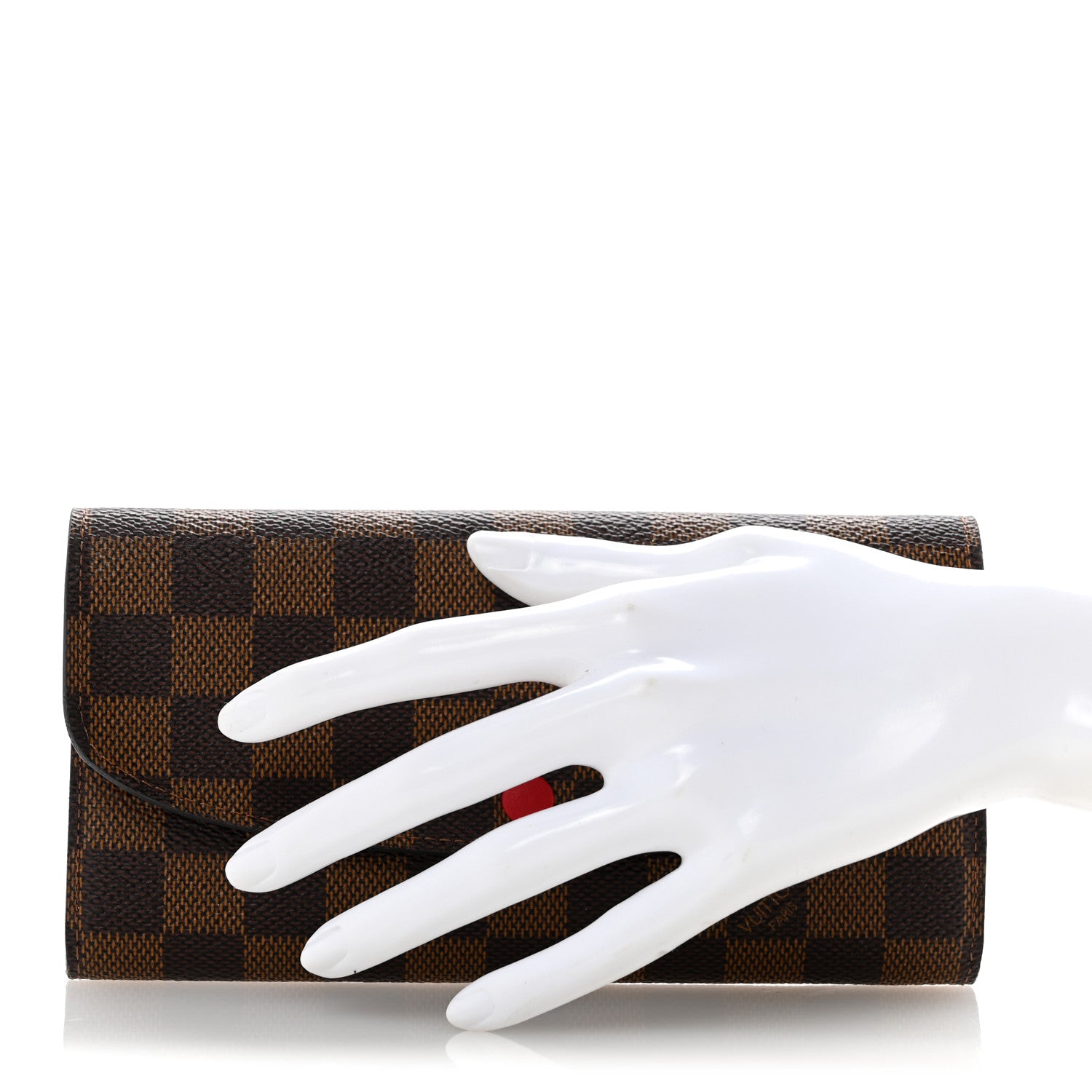 Louis Vuitton Damier Ebene Emilie Wallet Red 2 of 10