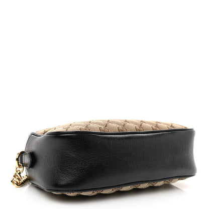 Gucci Monogram Matelasse Diagonal Small GG Marmont Chain Shoulder Bag Beige Black 4 of 8