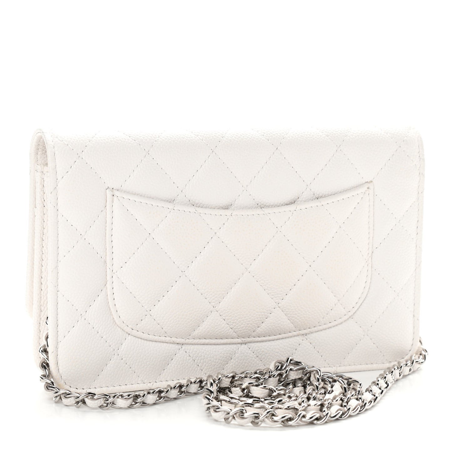 Caviar Quilted Wallet On Chain WOC White