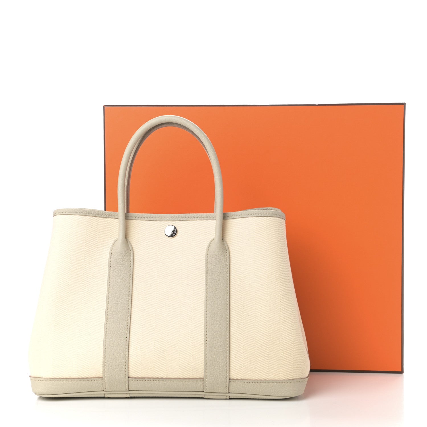 Hermes Chevron Herringbone Toile Negonda Garden Party 30 TPM Tote Nata Beton 10 of 10
