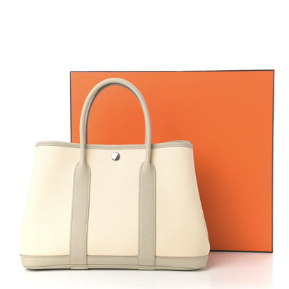 Hermes Chevron Herringbone Toile Negonda Garden Party 30 TPM Tote Nata Beton 10 of 10
