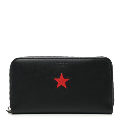 Givenchy Calfskin Star Pandora Zip Around Wallet Black Red 1 of 9