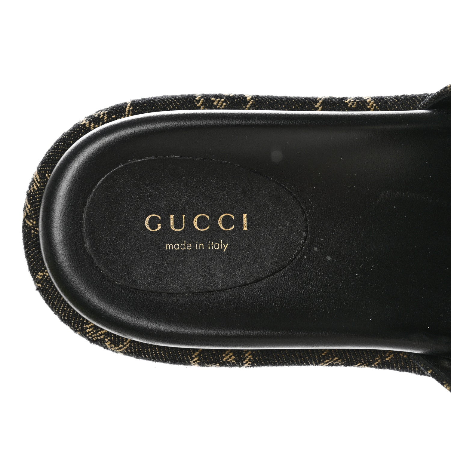 Gucci Jacquard Black Denim GG Monogram Angelina Platform 55mm Slide Sandals 38 Black Ivory 8 of 13