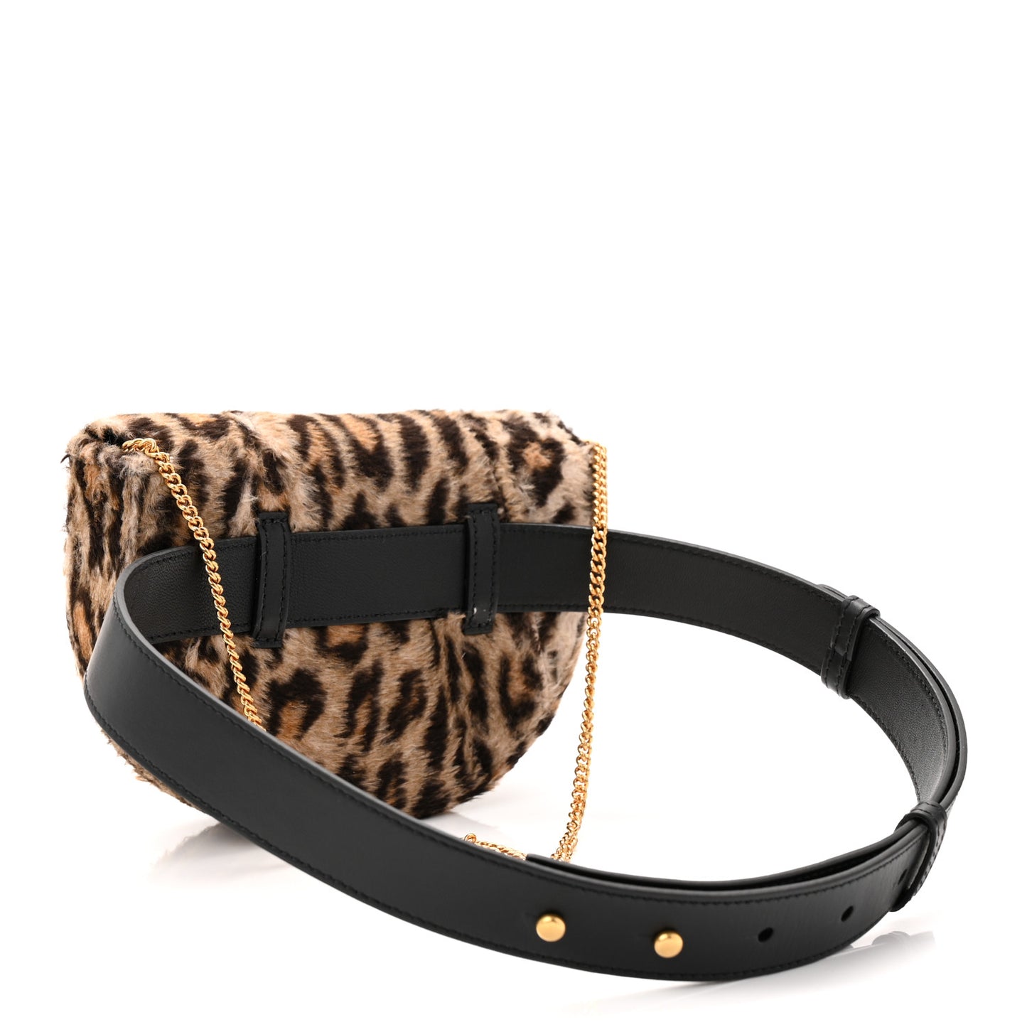Faux Fur Leopard Virtus Belt Bag Black