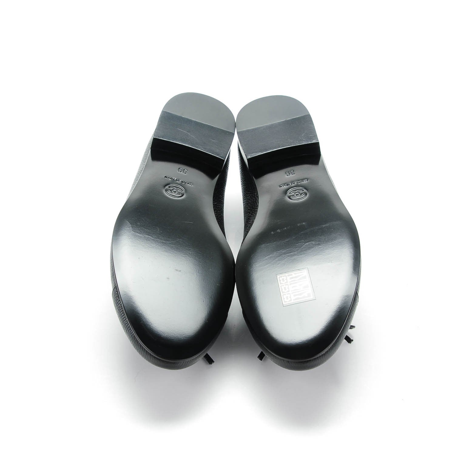 Chanel Caviar CC Cap Toe Ballerina Flats 39 Black 5 of 7