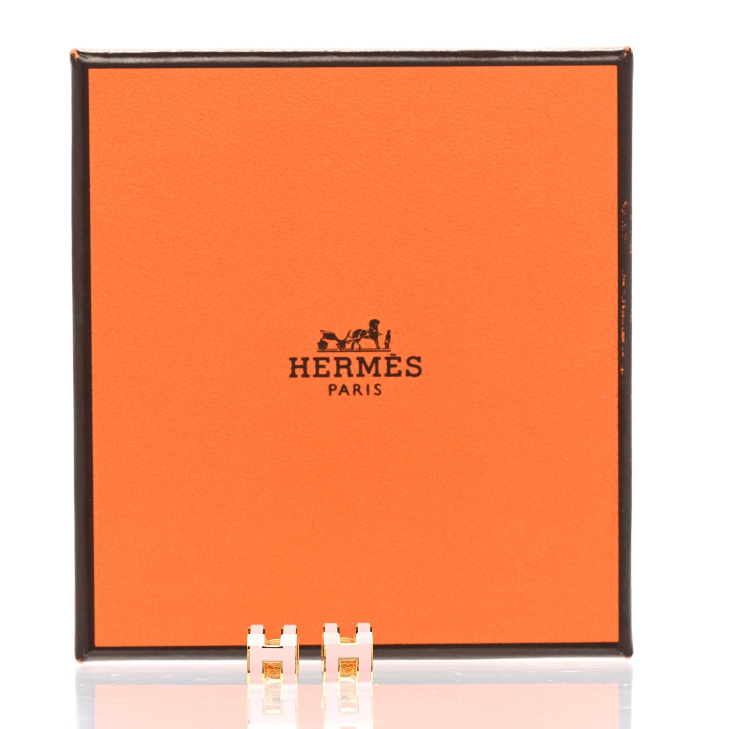 Hermes Rose Gold Lacquered Mini Pop H Earrings Rose Sakura 6 of 6