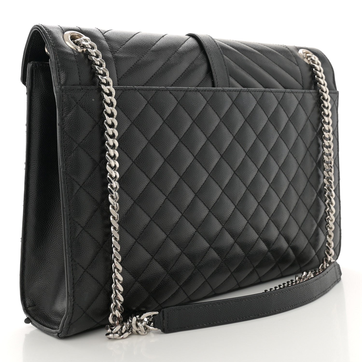 Saint Laurent Grain De Poudre Large Tri-Quilt Monogram Satchel Black 3 of 15