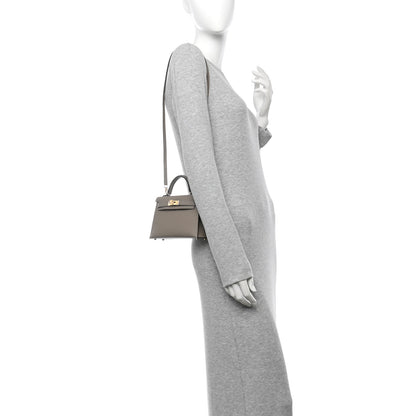 Hermes Epsom Horseshoe Mini Kelly Sellier 20 Gris Tourterelle Gris Perle 2 of 10