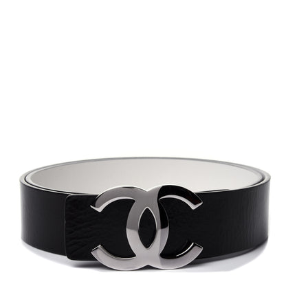 Chanel Calfskin CC Reversible Belt 85 Black White 1 of 4