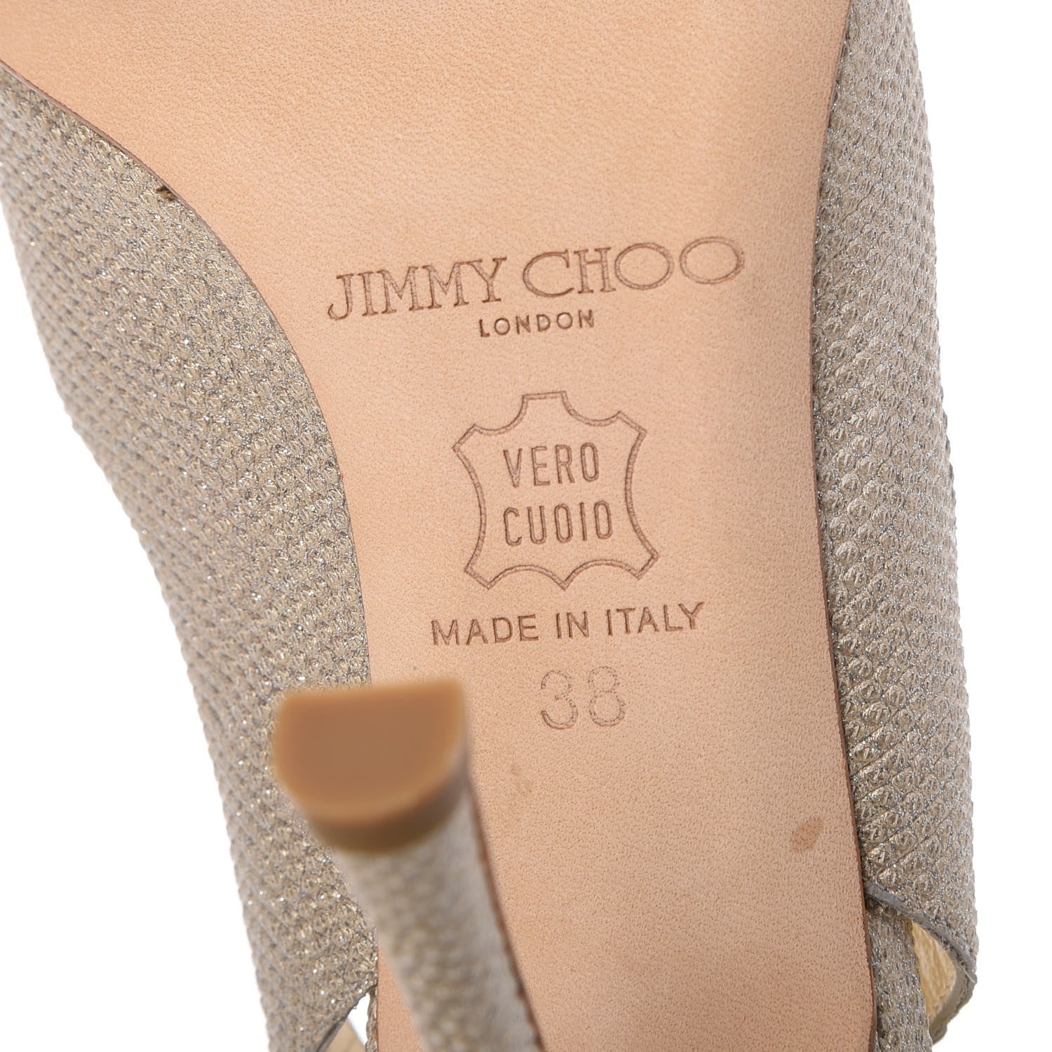 Jimmy Choo Glitter Karung Crystal Flint 100 Slingback Pump 38 Gold 9 of 17