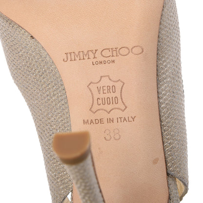 Jimmy Choo Glitter Karung Crystal Flint 100 Slingback Pump 38 Gold 9 of 17