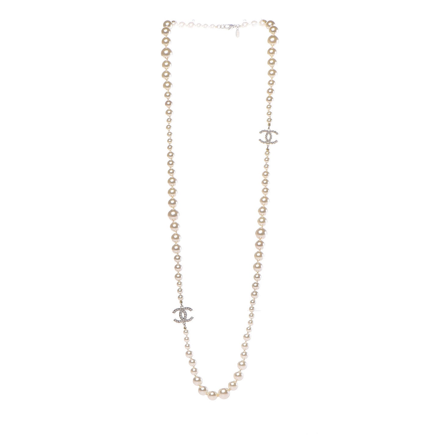 Pearl CC Long Necklace Gold