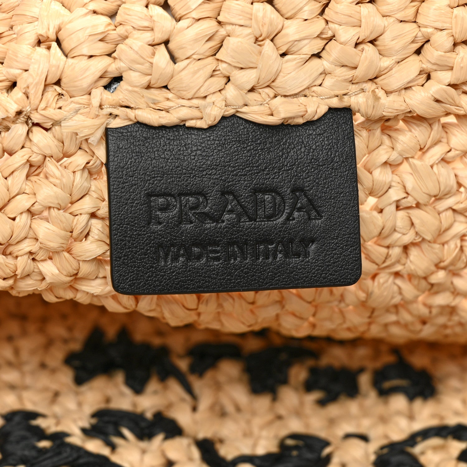 Prada Yarn Raffia Effect Crochet Embroidered Small Logo Tote Naturale 5 of 7