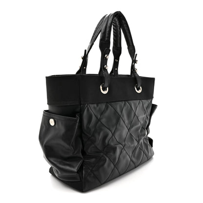 Chanel Coated Canvas Quilted Large Paris Biarritz Tote Black 4 of 14