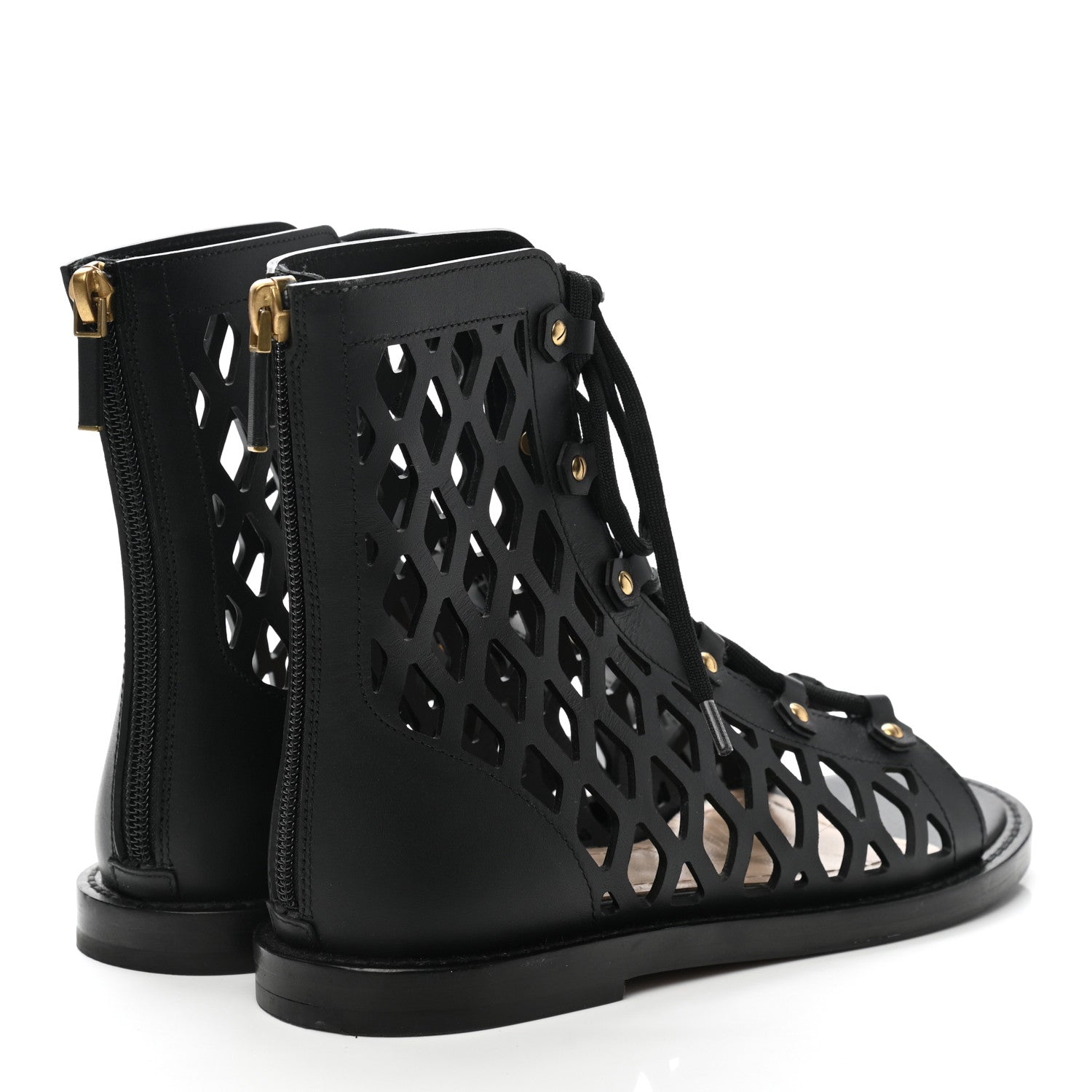 Christian Dior Matte Calfskin D-Trap Sandals 35.5 Black 4 of 10