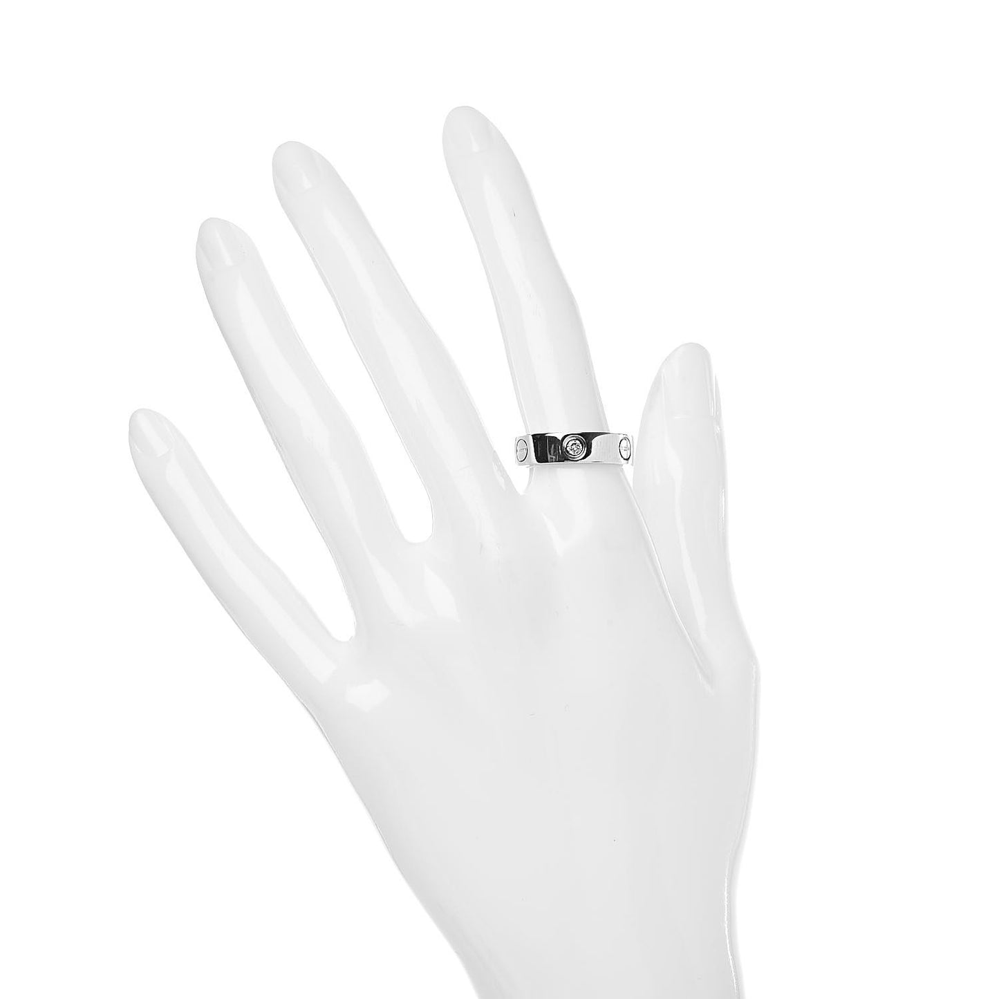 18K White Gold 3 Diamond 5.5mm LOVE Ring 53 6.25