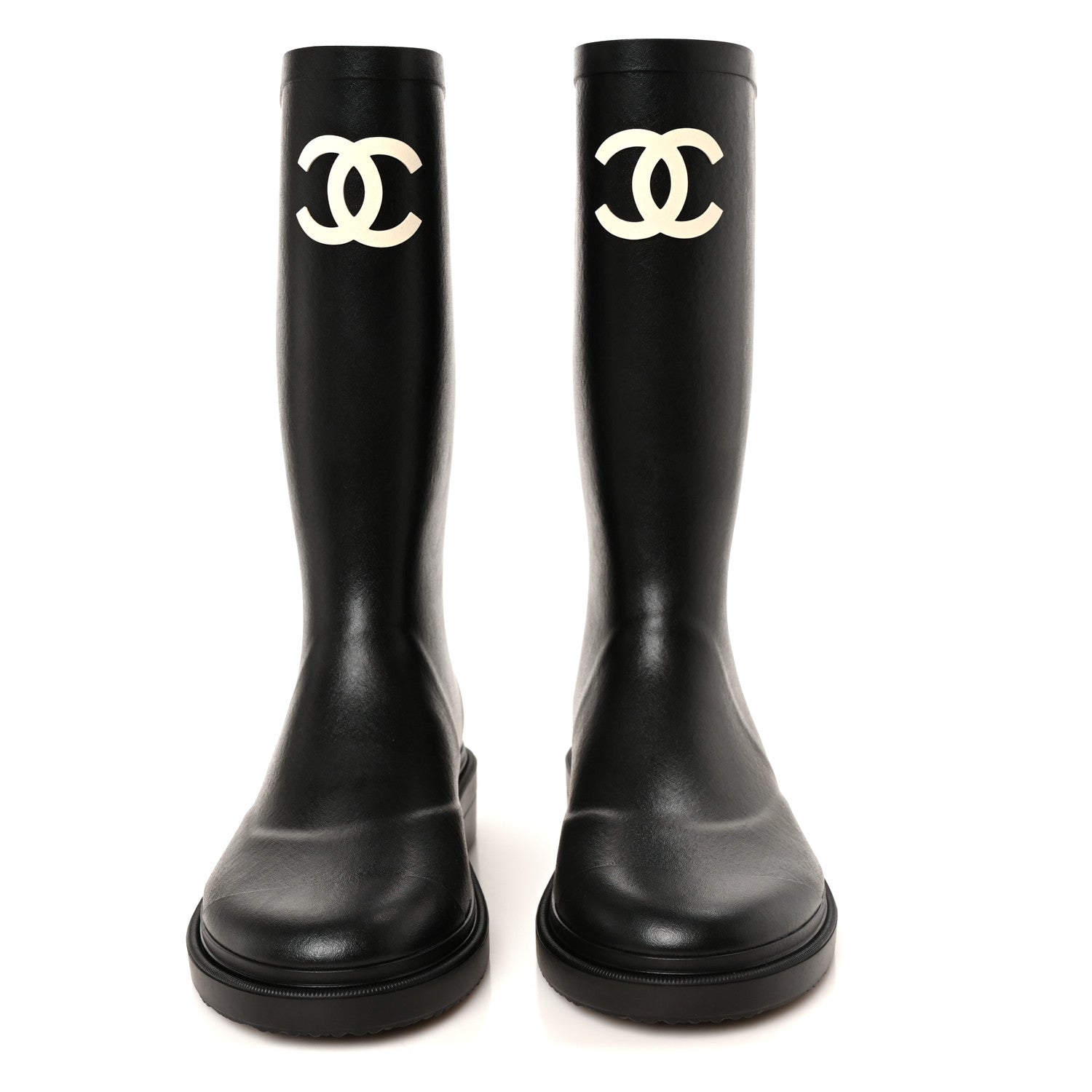 Chanel Caoutchouk CC High Boots 39 Black 3 of 10