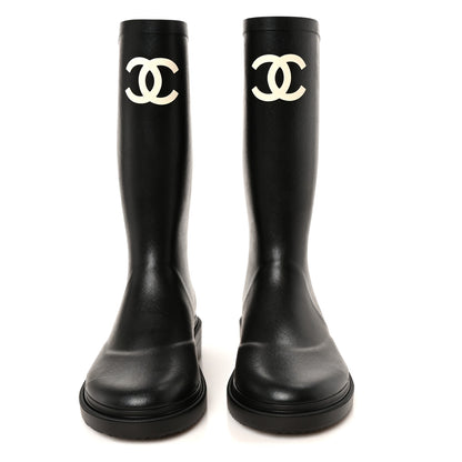 Chanel Caoutchouk CC High Boots 39 Black 3 of 10