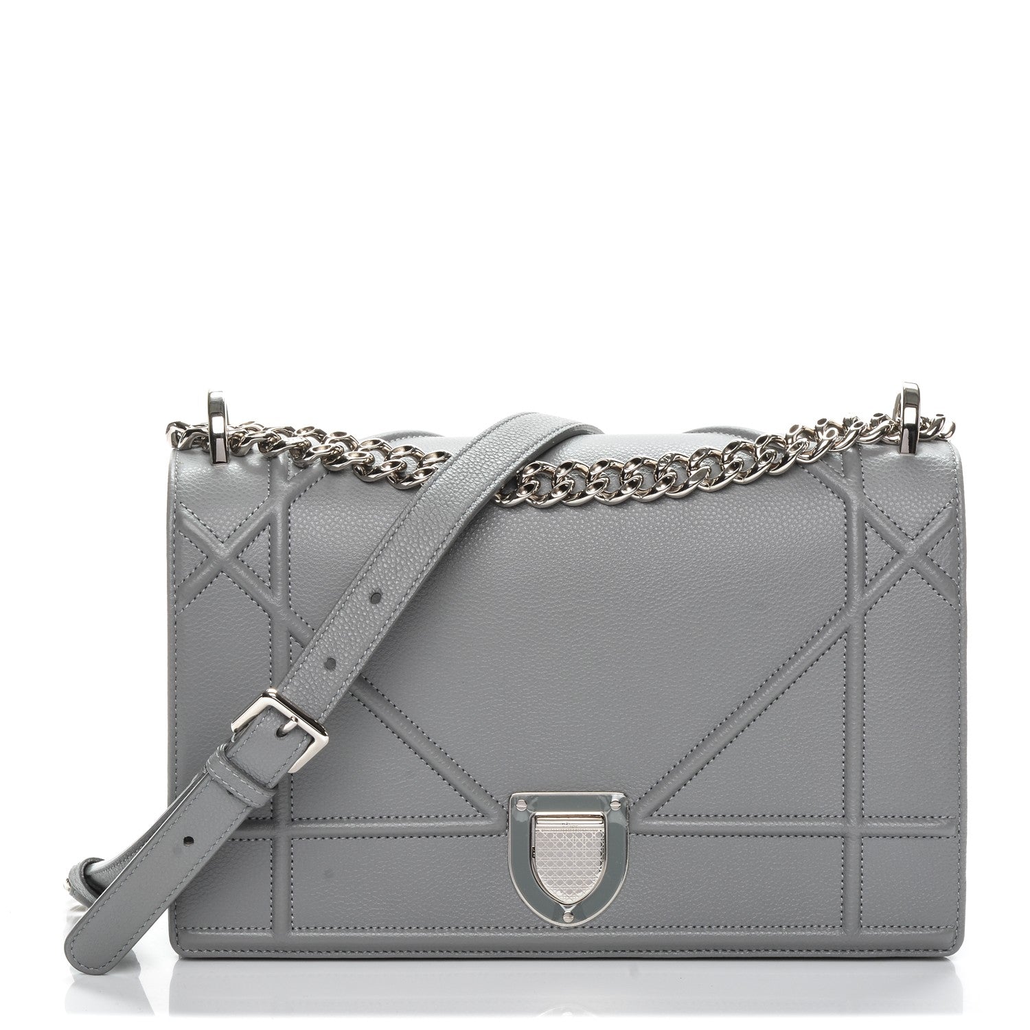 Christian Dior Grained Calfskin Medium Diorama Flap Bag Gris 1 of 6