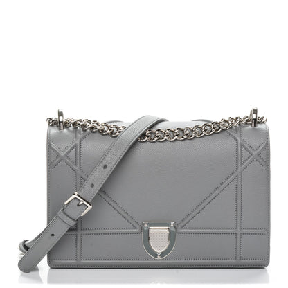 Christian Dior Grained Calfskin Medium Diorama Flap Bag Gris 1 of 6