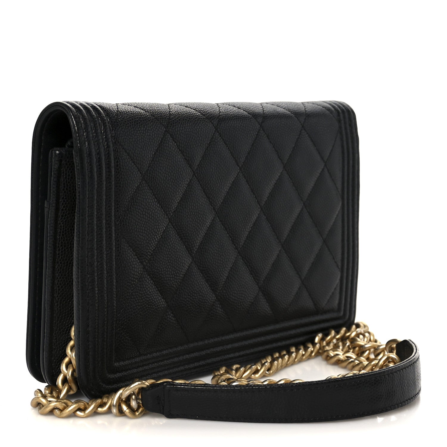 Chanel Caviar Quilted Boy Wallet On Chain WOC Black 3 of 13