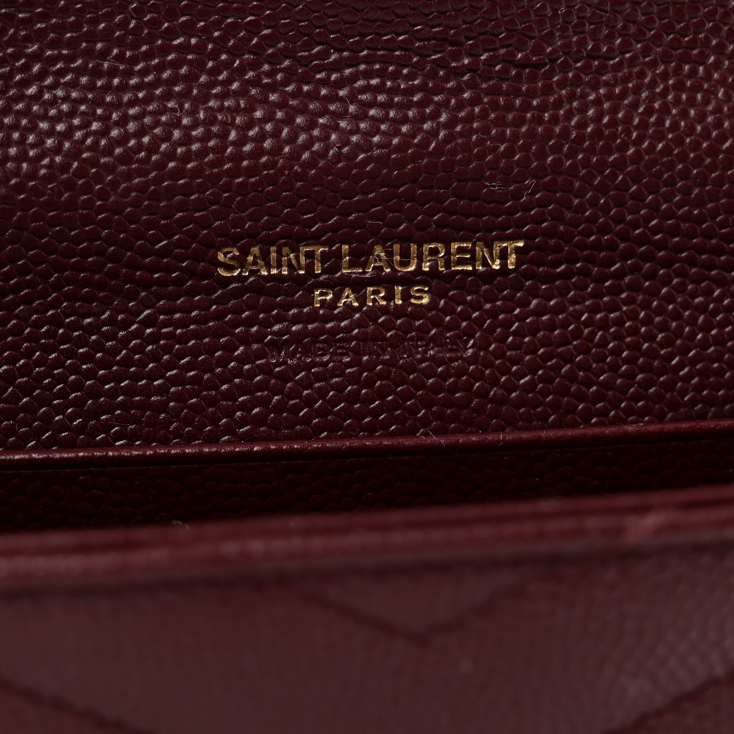 Grain De Poudre Matelasse Chevron Small Monogram Envelope Wallet Burgundy