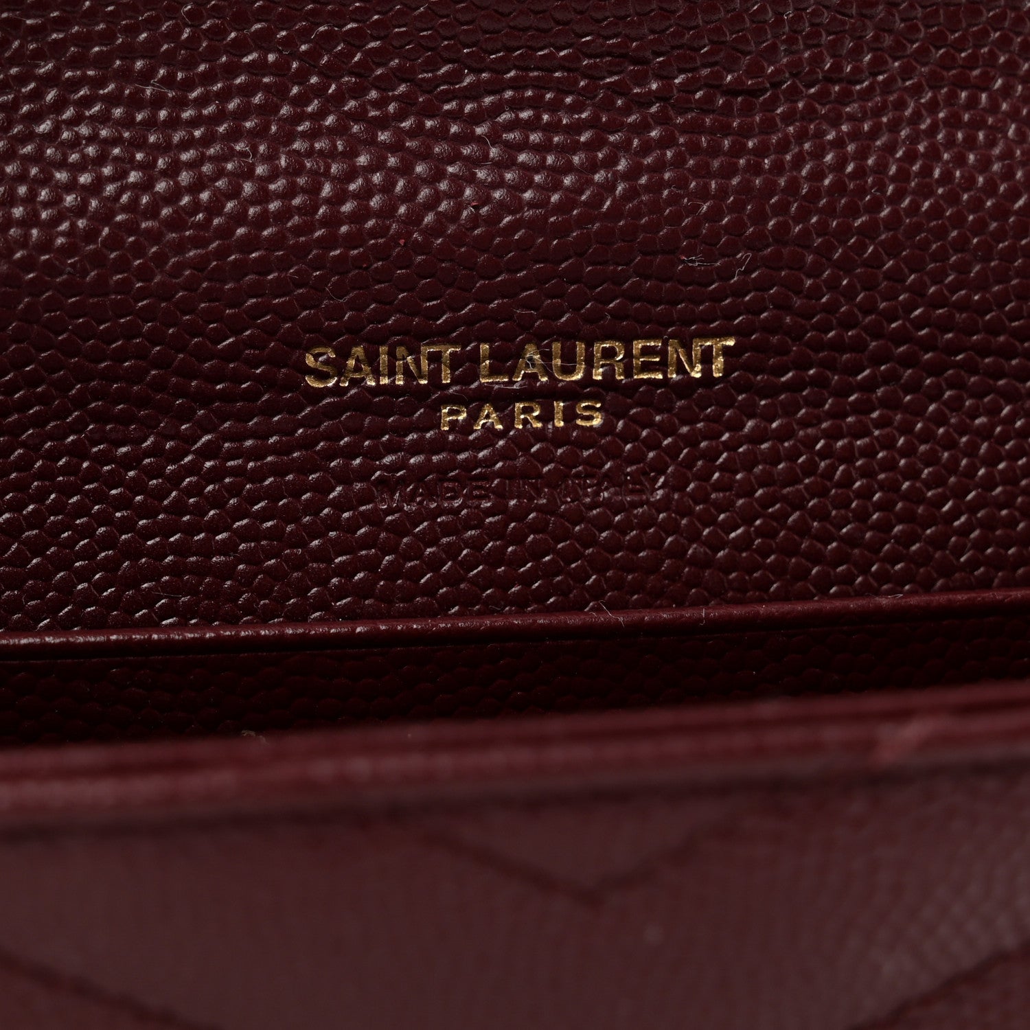 Saint Laurent Grain De Poudre Matelasse Chevron Small Monogram Envelope Wallet Burgundy 6 of 9