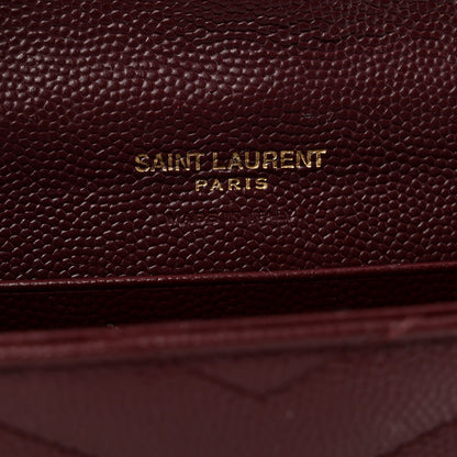 Saint Laurent Grain De Poudre Matelasse Chevron Small Monogram Envelope Wallet Burgundy 6 of 9