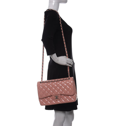 Chanel Patent Quilted Jumbo Double Flap Pink 2 of 11