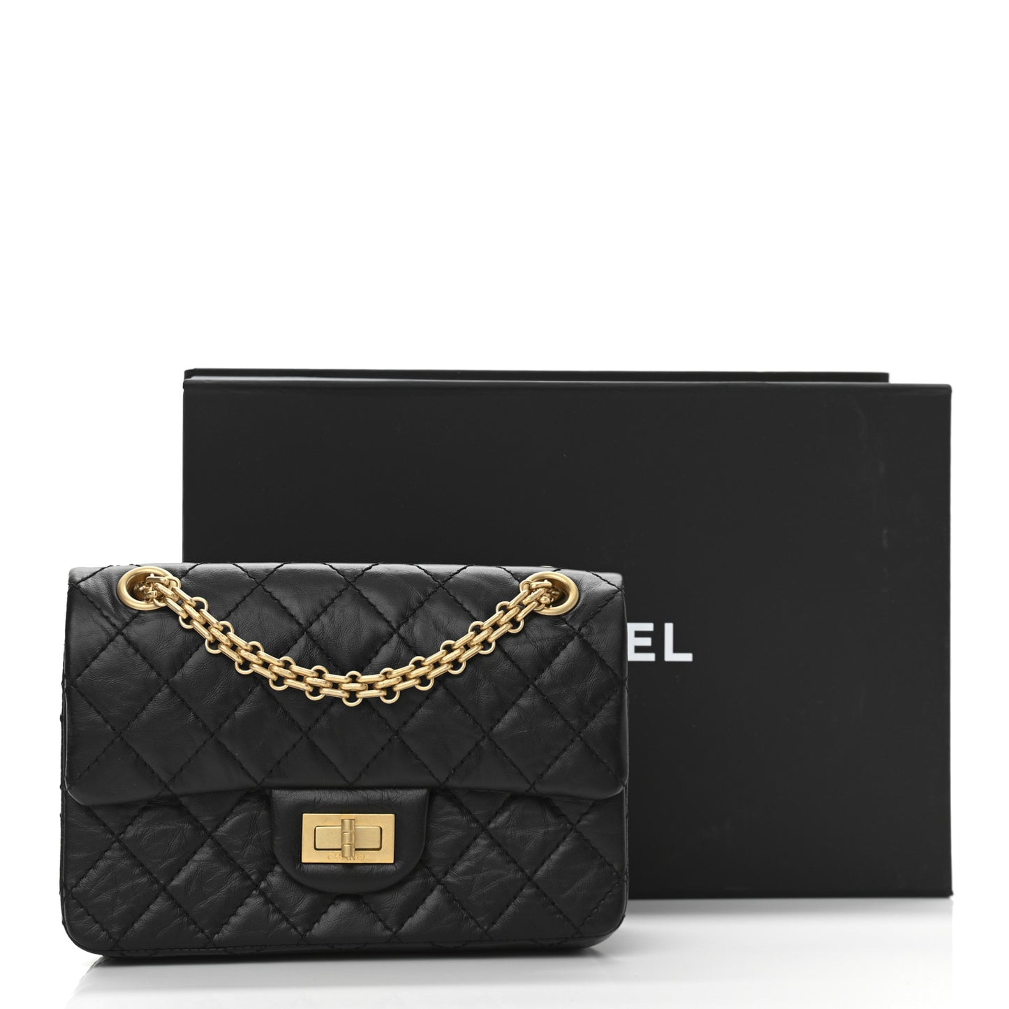 Aged Calfskin Quilted 2.55 Reissue Mini Flap Black