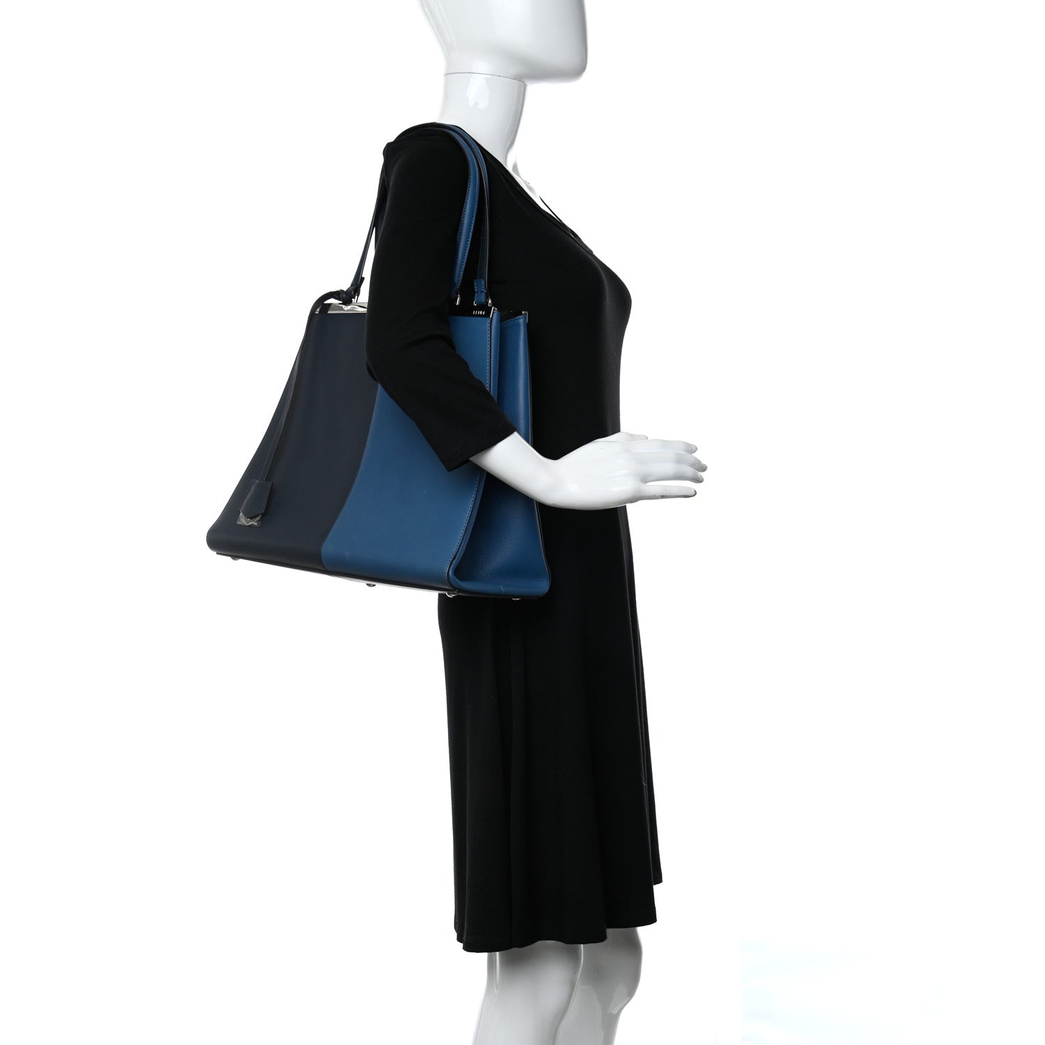 Fendi Vitello Bi-Color Large 3Jours Tote Lavagna Cobalto 2 of 9