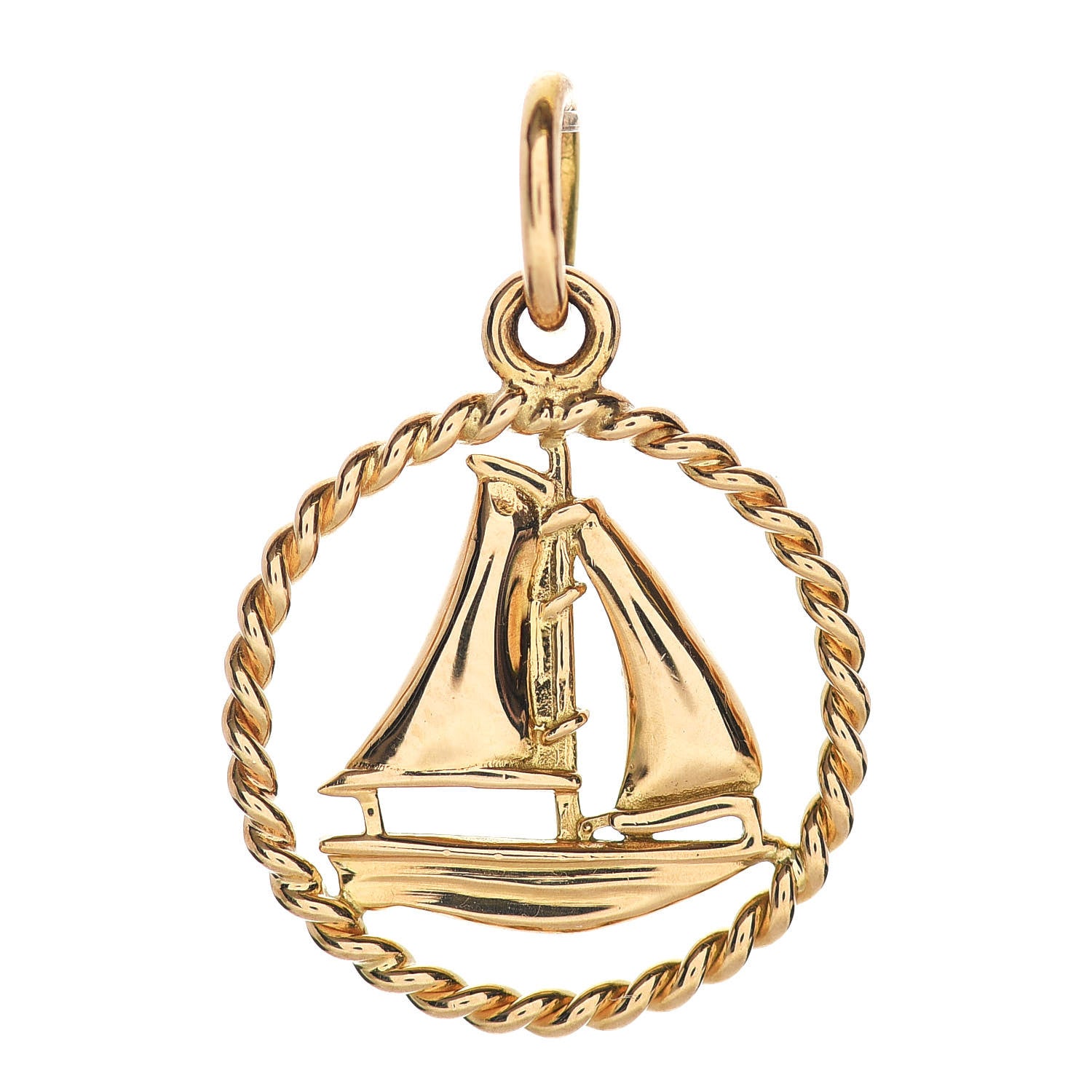 Tiffany 18K Yellow Gold Sailboat Twist Charm 1 of 3