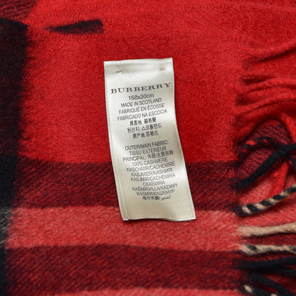 Burberry Cashmere Classic Check Fringe Scarf Parade Red 4 of 5