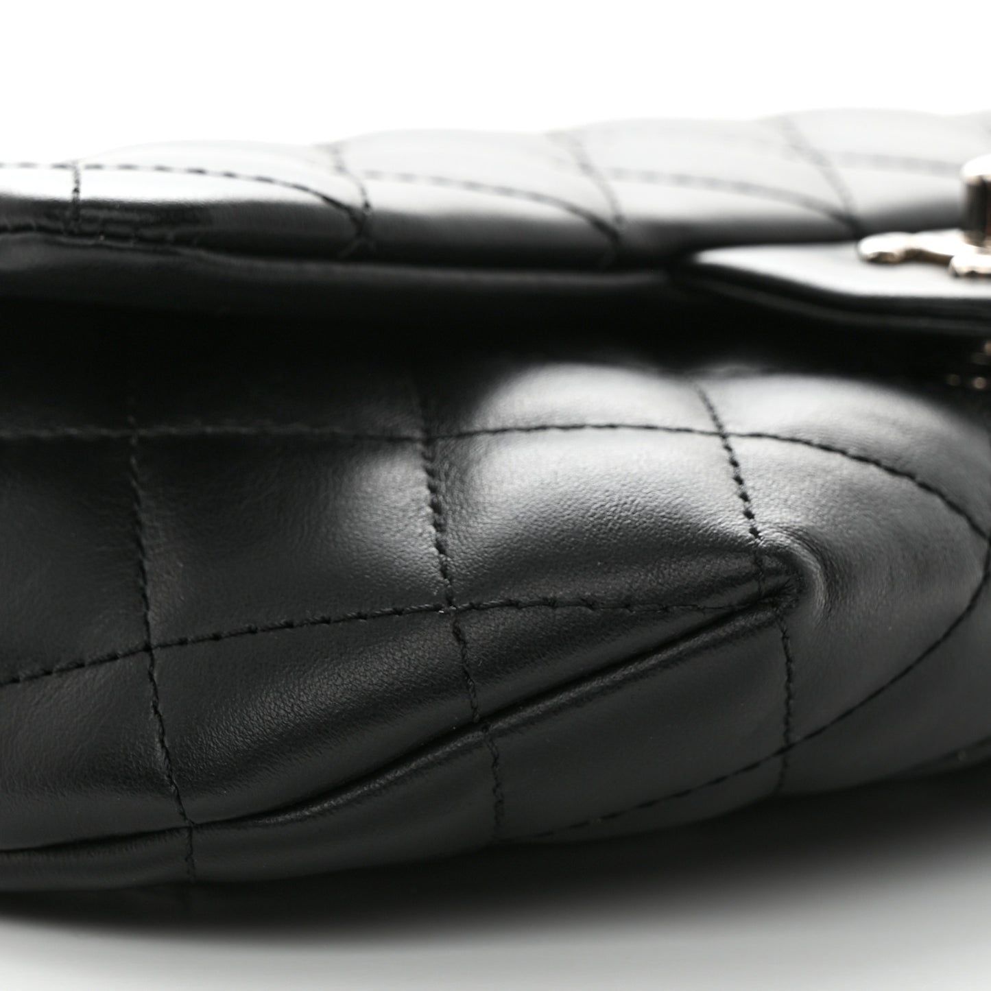 Calfskin Quilted CC Uniform Flap Belt Bag Black