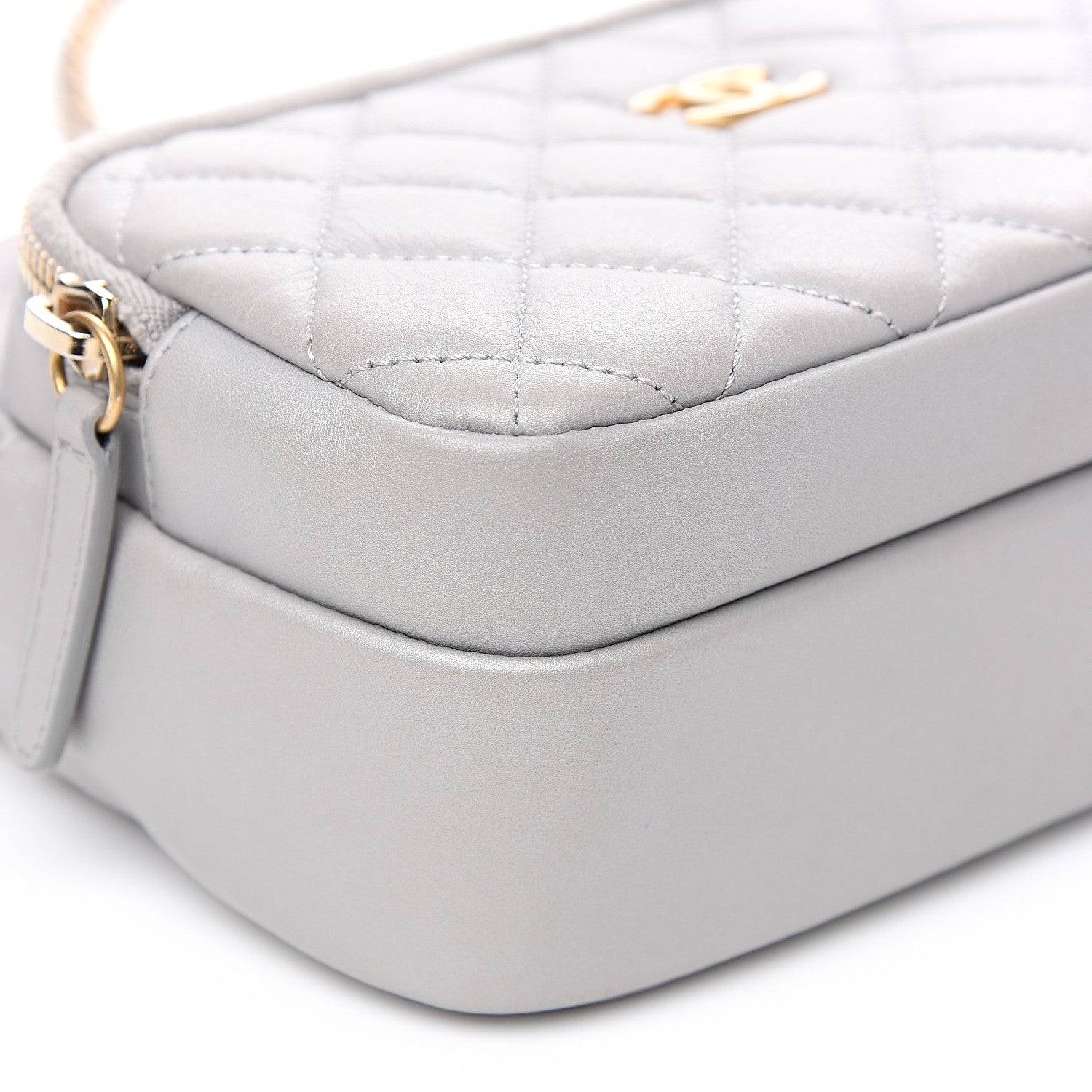 Chanel Iridescent Calfskin Quilted Day Trips Camera Case Light Grey 9 of 11