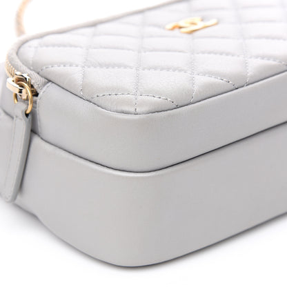 Chanel Iridescent Calfskin Quilted Day Trips Camera Case Light Grey 9 of 11