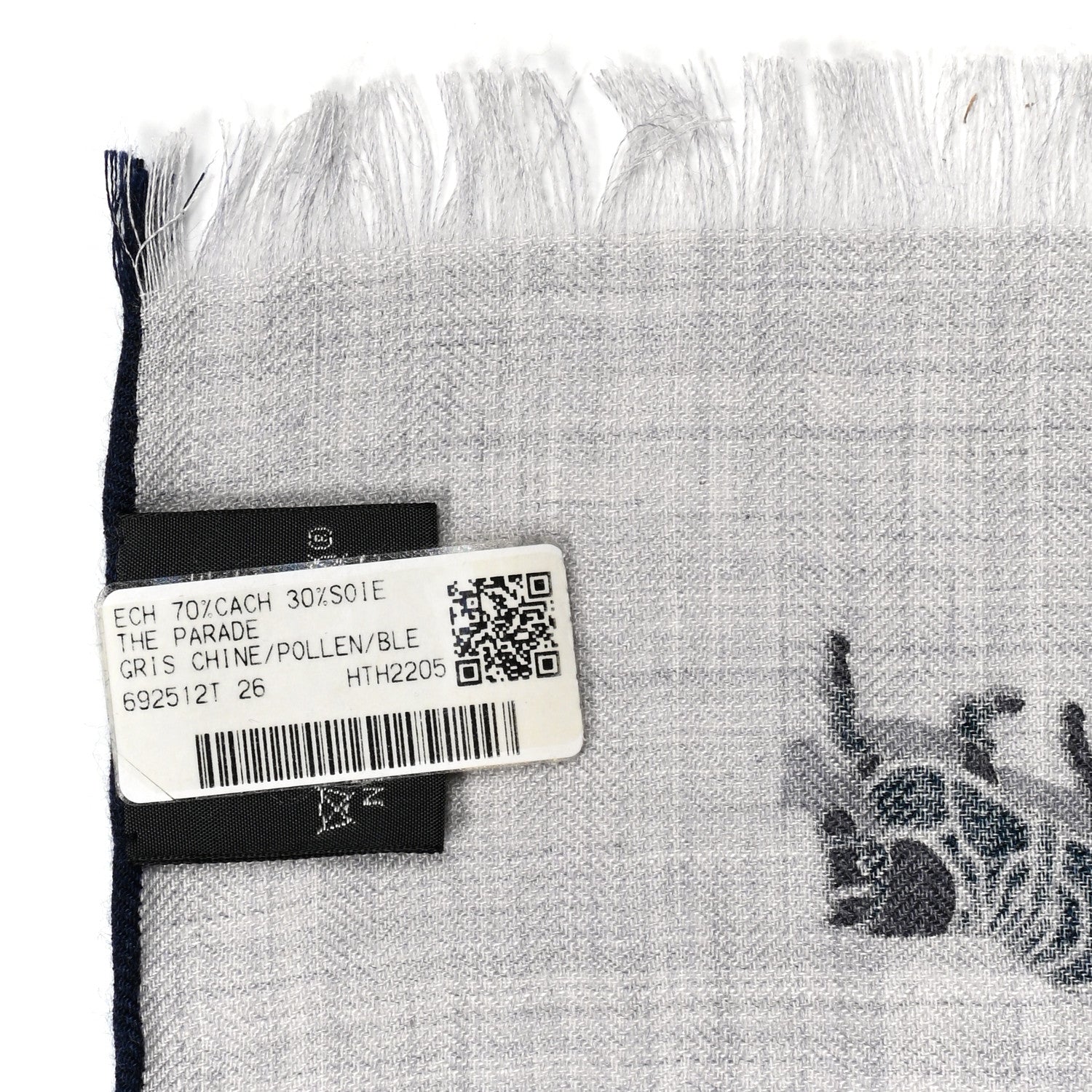 Hermes Cashmere Silk The Parage Rectangle Gris Chine Pollen Bleu Hussard 4 of 4