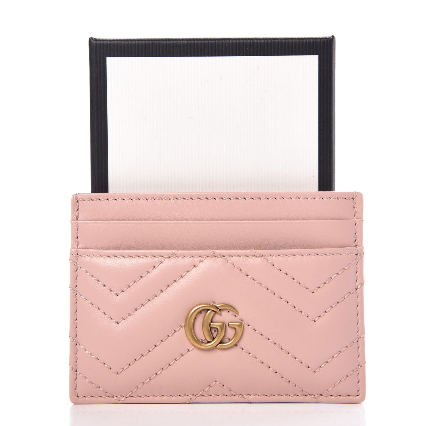 Calfskin Matelasse GG Marmont Card Holder Perfect Pink