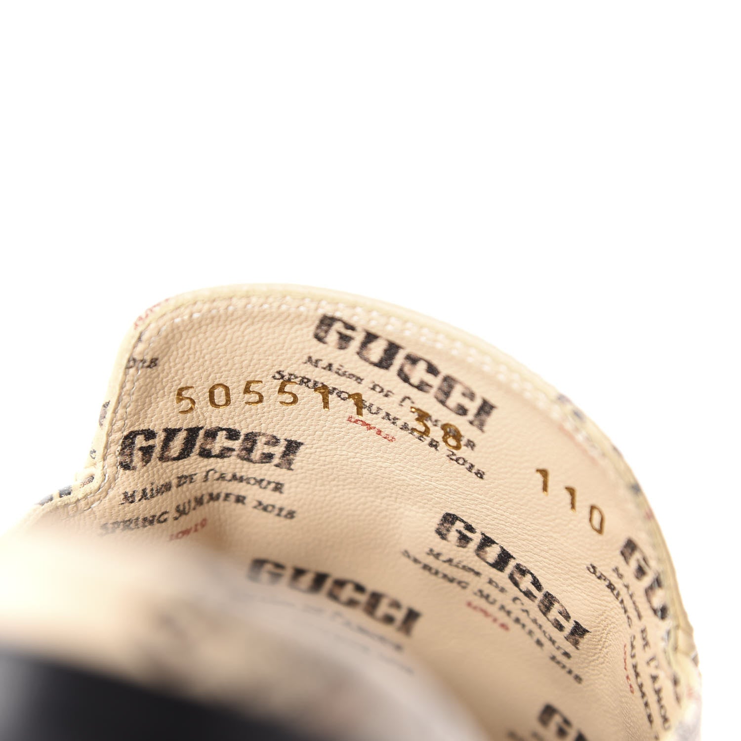 Gucci Calfskin Stamp Print Womens Princetown Slippers 38 Soy Black 10 of 11
