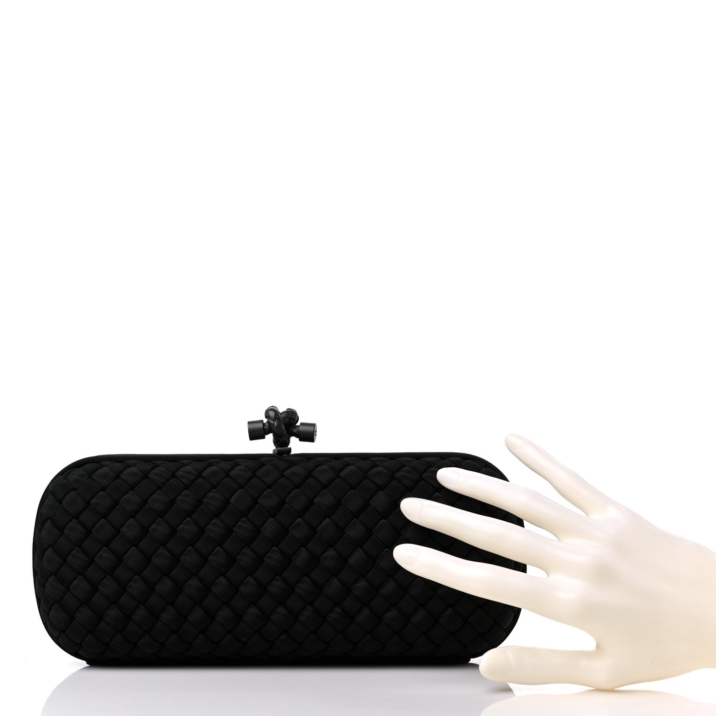 Silk Faille Intrecciato Knot Clutch Black