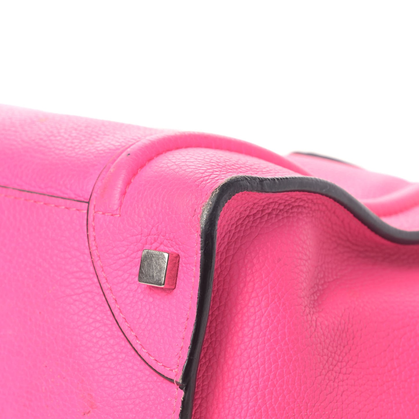 Drummed Calfskin Mini Luggage Fluo Pink