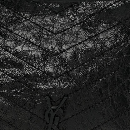 Saint Laurent Crinkled Calfskin Matelasse Monogram Medium Niki Shopper Tote Black 8 of 17