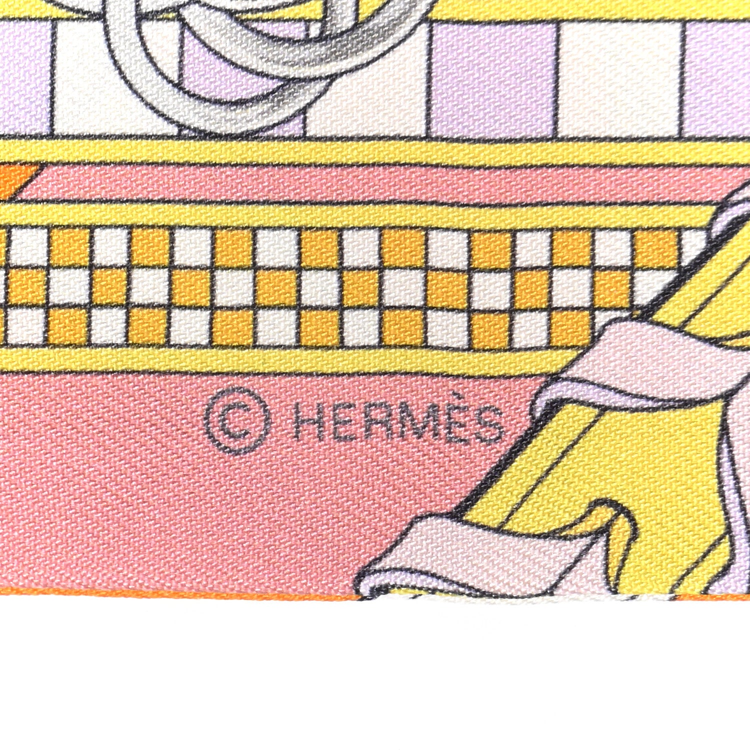 Hermes Silk Brides et Gris Twilly Orange Jaune Rose 3 of 4