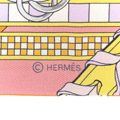 Hermes Silk Brides et Gris Twilly Orange Jaune Rose 3 of 4