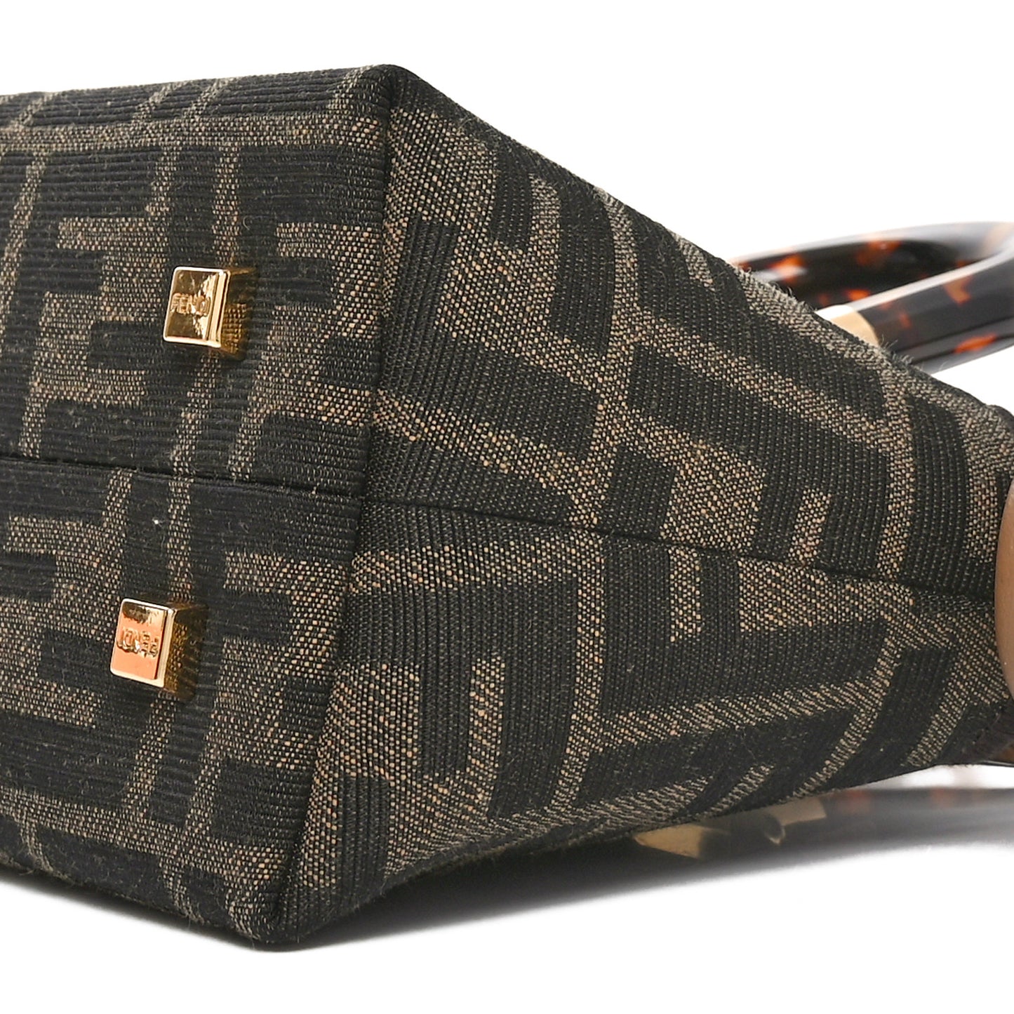 Fabric Jacquard Vitello King Plexiglass FF 1974 Logo Embroidered Mini By The Way Top Handle Boston Bag Tobacco Moro Sand